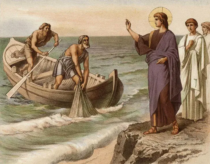 Jésus appelant les pêcheurs à le suivre en Galilée